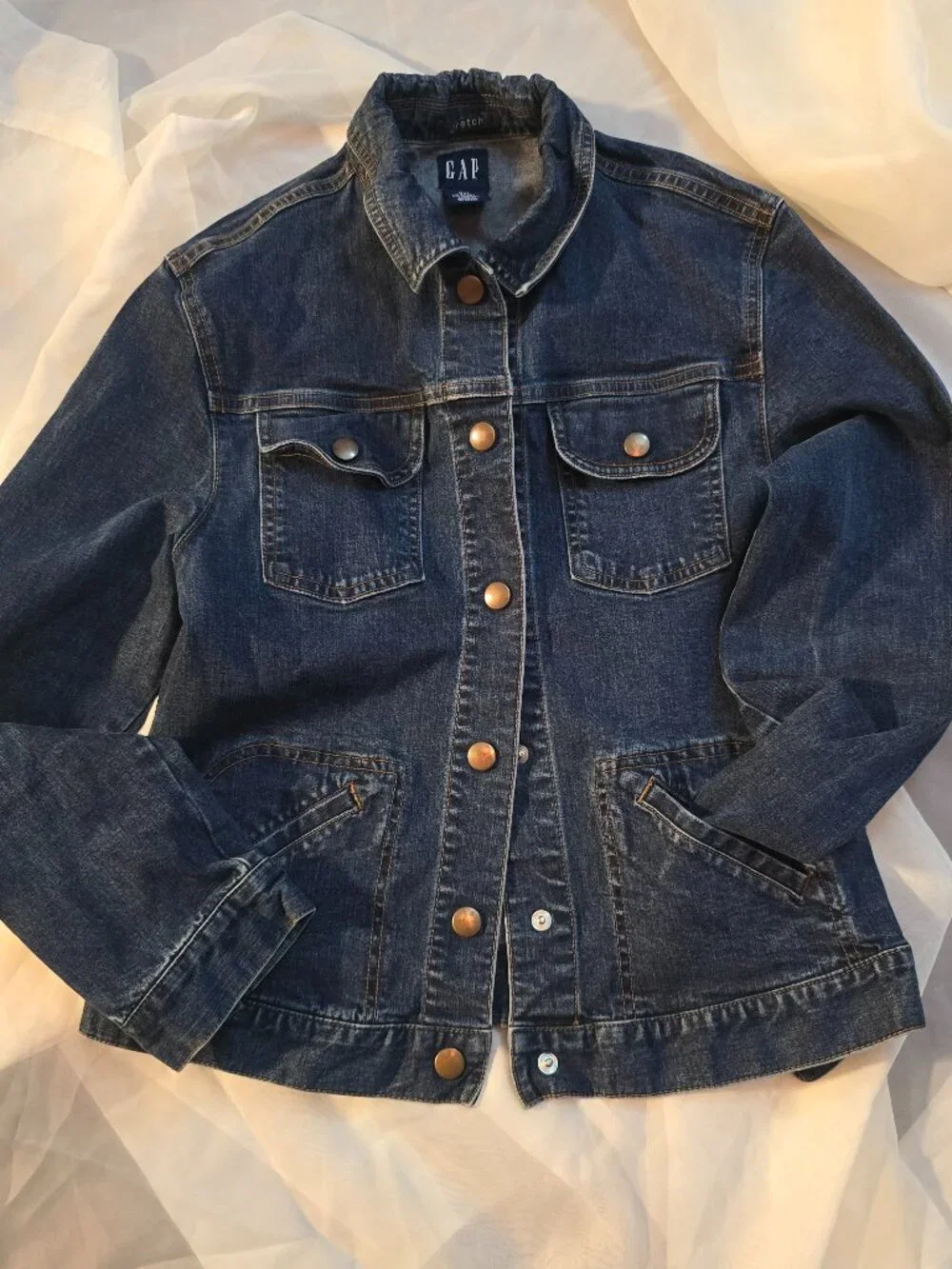 GAP XXL (14-16) Kids/Teen Dark Wash Stretch Denim Jacket Trucker Jean Classic XS